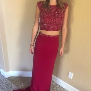 Red two piece Sherri hill dress perfect condition